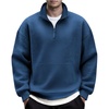 image:imageCOOFANDY Mens Quarter Zip Pullover Long Sleeve Waffle Quilted Sweatshirt Casual Polo Sweaters with PocketNavy Blue