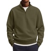 image:imageCOOFANDY Mens Quarter Zip Pullover Mock Neck Lightweight Sweatshirt Long Sleeve Polo Shirt Business Casual Pullover TopArmy Green