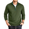 image:imageCOOFANDY Mens Quarter Zip Pullover Mock Neck Quilted Sweatshirt Casual Long Sleeve Polo SweaterArmy Green