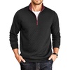 image:imageCOOFANDY Mens Quarter Zip Pullover Mock Neck Quilted Sweatshirt Casual Long Sleeve Polo SweaterBlack