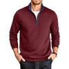 image:imageCOOFANDY Mens Quarter Zip Pullover Mock Neck Quilted Sweatshirt Casual Long Sleeve Polo SweaterWine Red