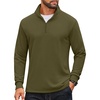 image:imageCOOFANDY Mens Quarter Zip Pullover Sweatshirt Mock Neck Quilted Sweatshirt Lightweight Casual Long Sleeve Polo ShirtArmy Green