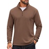 image:imageCOOFANDY Mens Quarter Zip Pullover Sweatshirt Mock Neck Quilted Sweatshirt Lightweight Casual Long Sleeve Polo ShirtBrown