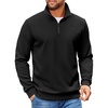 image:imageCOOFANDY Mens Quarter Zip Pullover Sweatshirts Lightweight Long Sleeve Mock Neck Sweater PoloBlack