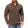 image:imageCOOFANDY Mens Quarter Zip Pullover Sweatshirts Lightweight Long Sleeve Mock Neck Sweater PoloBrown