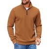 image:imageCOOFANDY Mens Quarter Zip Pullover Sweatshirts Lightweight Long Sleeve Mock Neck Sweater PoloLight Brown