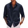 image:imageCOOFANDY Mens Shirt Long Sleeve Casual Shirt for Men Beach Wedding Outfit Navy Blue