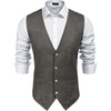 image:imageCOOFANDY Mens Suede Leather Vest Cowboy Western Waistcoat Casual Slim Fit Suit VestGrey