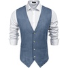 image:imageCOOFANDY Mens Suede Leather Vest Cowboy Western Waistcoat Casual Slim Fit Suit VestNavy Blue