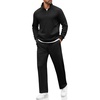 image:imageCOOFANDY Mens Sweatsuits 2 Piece Set Quarter Zip Pullover with Wide Leg Sweatpants Matching TracksuitBlack