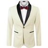 image:imageCOOFANDY Mens Tuxedo Jacket One Button Dress Suit Blazer Jacket for Wedding Dinner Prom PartyBeige