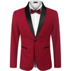 image:imageCOOFANDY Mens Tuxedo Jacket One Button Dress Suit Blazer Jacket for Wedding Dinner Prom PartyRed