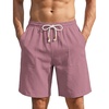 image:imageCOOFANDY Mens UltraLight Summer Shorts Casual Drawstring 9 Linen Shorts with PocketsDusty Pink