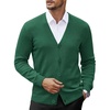 image:imageCOOFANDY Mens V Neck Cardigan Sweater Casual Lightweight Button Down Knitted Cardigan SweaterGreen