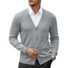 image:imageCOOFANDY Mens V Neck Cardigan Sweater Casual Lightweight Button Down Knitted Cardigan SweaterLight Grey