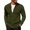 image:imageCOOFANDY Mens Zip Up Cardigan Sweater Slim Fit Casual Full Zip Sweaters Knit Stand Collar Cardigans with 2 Front PocketsArmy Green