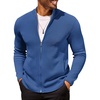 image:imageCOOFANDY Mens Zip Up Cardigan Sweater Slim Fit Casual Full Zip Sweaters Knit Stand Collar Cardigans with 2 Front PocketsBlue