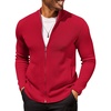 image:imageCOOFANDY Mens Zip Up Cardigan Sweater Slim Fit Casual Full Zip Sweaters Knit Stand Collar Cardigans with 2 Front PocketsRed