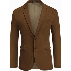 image:imageCOOFADNY Mens Casual Corduroy Blazer Classic Fit Two Button Sport Coat Fashion Notch Lapel Blazer JacketBrown