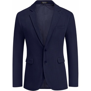 image:imageCOOFADNY Mens Casual Corduroy Blazer Classic Fit Two Button Sport Coat Fashion Notch Lapel Blazer JacketDark Blue