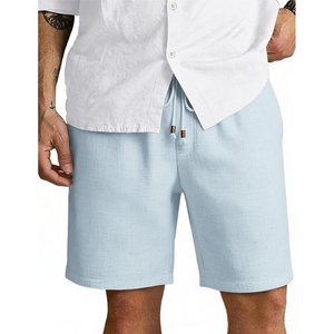 image:imageCOOFANDY Men Linen Blend Shorts Casual Drawstring Shorts Lightweight Summer Beach Short for Lounge Vacation TravelLight Blue