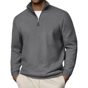 image:imageCOOFANDY Men Quarter Zip Pullover Long Sleeve Quilted Sweatshirt Waffle Casual Collared Sweatshirts Mock Neck Winter PoloDark Gray