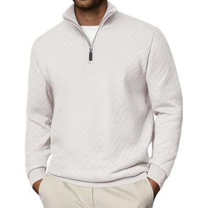 image:imageCOOFANDY Men Quarter Zip Pullover Long Sleeve Quilted Sweatshirt Waffle Casual Collared Sweatshirts Mock Neck Winter PoloWhite