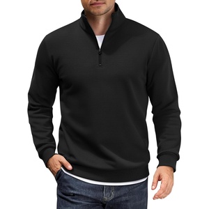 image:imageCOOFANDY Men Quarter Zip Up Pullover Lightweight Mock Neck Sweatshirt Casual Active Long Sleeve Polo ShirtBlack
