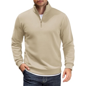 image:imageCOOFANDY Men Quarter Zip Up Pullover Lightweight Mock Neck Sweatshirt Casual Active Long Sleeve Polo ShirtKhaki