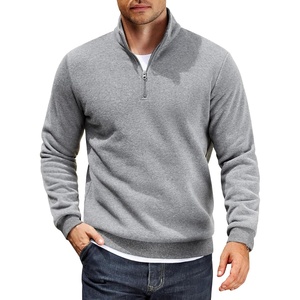 image:imageCOOFANDY Men Quarter Zip Up Pullover Lightweight Mock Neck Sweatshirt Casual Active Long Sleeve Polo ShirtTex Light Grey