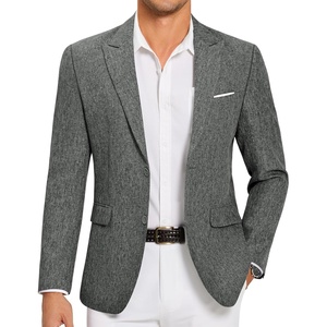 image:imageCOOFANDY Mens Blazer Casual Two Buttons Sport Coat Slim Fit Lightweight Suit JacketsLinen Grey