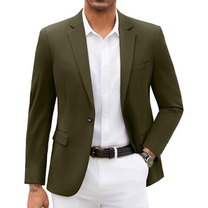 image:imageCOOFANDY Mens Blazer Jacket One Button Casual Suit Jackets Stretch Knit Sport CoatArmy Green