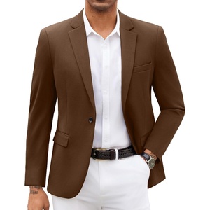 image:imageCOOFANDY Mens Blazer Jacket One Button Casual Suit Jackets Stretch Knit Sport CoatBrown