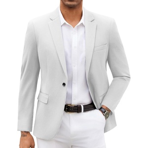 image:imageCOOFANDY Mens Blazer Jacket One Button Casual Suit Jackets Stretch Knit Sport CoatWhite