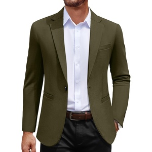 image:imageCOOFANDY Mens Casual Blazer Jacket One Button Suit Jackets Lightweight Knit Sport CoatArmy Green