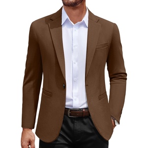 image:imageCOOFANDY Mens Casual Blazer Jacket One Button Suit Jackets Lightweight Knit Sport CoatBrown