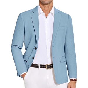 image:imageCOOFANDY Mens Casual Blazer Lightweight Slim Fit Suit Jacket Two Button Cotton Sport CoatsLight Blue
