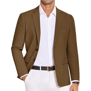 image:imageCOOFANDY Mens Casual Blazer Lightweight Slim Fit Suit Jacket Two Button Cotton Sport CoatsLight Brown