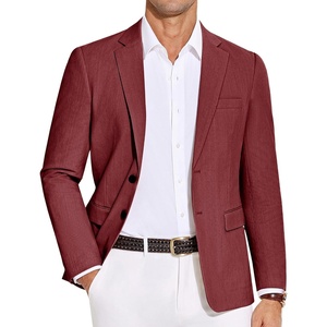 image:imageCOOFANDY Mens Casual Blazer Lightweight Slim Fit Suit Jacket Two Button Cotton Sport CoatsWine Red