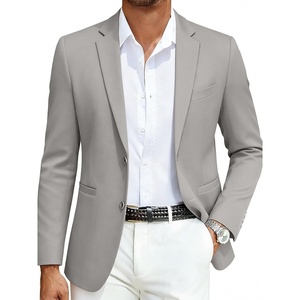 image:imageCOOFANDY Mens Casual Blazer Slim Fit Sport Coats Two Button Knit Textured Suit JacketLight Grey