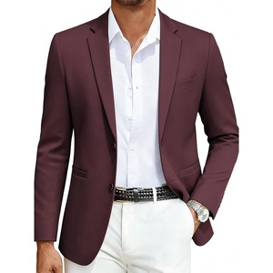 image:imageCOOFANDY Mens Casual Blazer Slim Fit Sport Coats Two Button Knit Textured Suit JacketWine Red