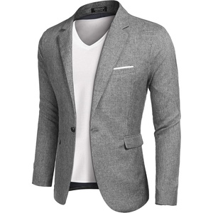 image:imageCOOFANDY Mens Casual Blazer Sport Coats Slim Fit One Button Lightweight Suit JacketLinen Gray