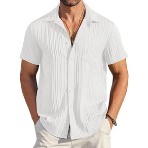 image:imageCOOFANDY Mens Casual Button Down Shirts Short Sleeve Textured Summer Beach Shirt with PocketAwhite