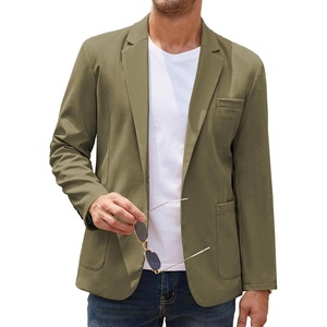 image:imageCOOFANDY Mens Casual Linen Blazer Lightweight Regular Fit Sport Coat One Button Suit JacketArmy Green