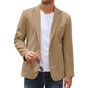image:imageCOOFANDY Mens Casual Linen Blazer Lightweight Regular Fit Sport Coat One Button Suit JacketDark Khaki