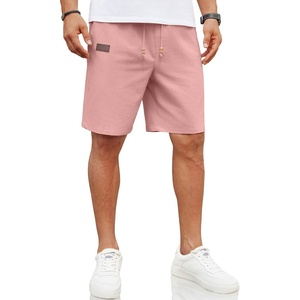 image:imageCOOFANDY Mens Casual Linen Shorts Elastic Waist Drawstring Loose Fit Summer Beach Vacation Shorts with PocketsFlamingo