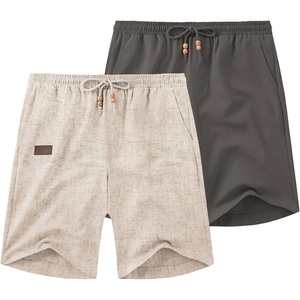 image:imageCOOFANDY Mens Casual Linen Shorts Elastic Waist Drawstring Loose Fit Summer Beach Vacation Shorts with PocketsZ KhakiDark Grey