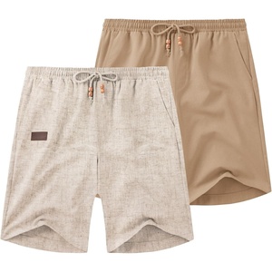 image:imageCOOFANDY Mens Casual Linen Shorts Elastic Waist Drawstring Loose Fit Summer Beach Vacation Shorts with PocketsZ KhakiDark Khaki