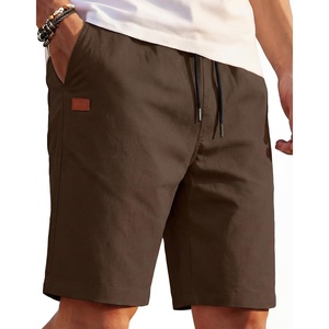 image:imageCOOFANDY Mens Casual Shorts 9 Cotton Drawstring Elastic Waist Lightweight Summer Beach Shorts with PocketsBrown