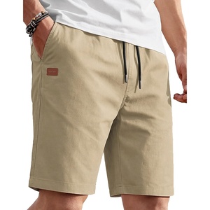 image:imageCOOFANDY Mens Casual Shorts 9 Cotton Drawstring Elastic Waist Lightweight Summer Beach Shorts with PocketsKhaki2
